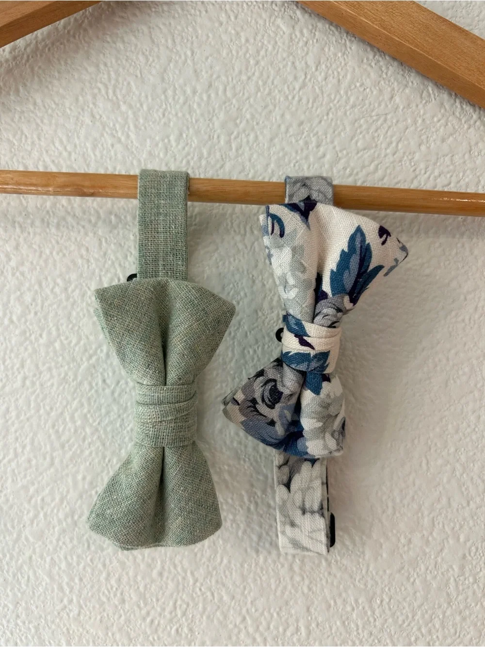 Kids Bow Tie Set - Sage Green and Blue Floral